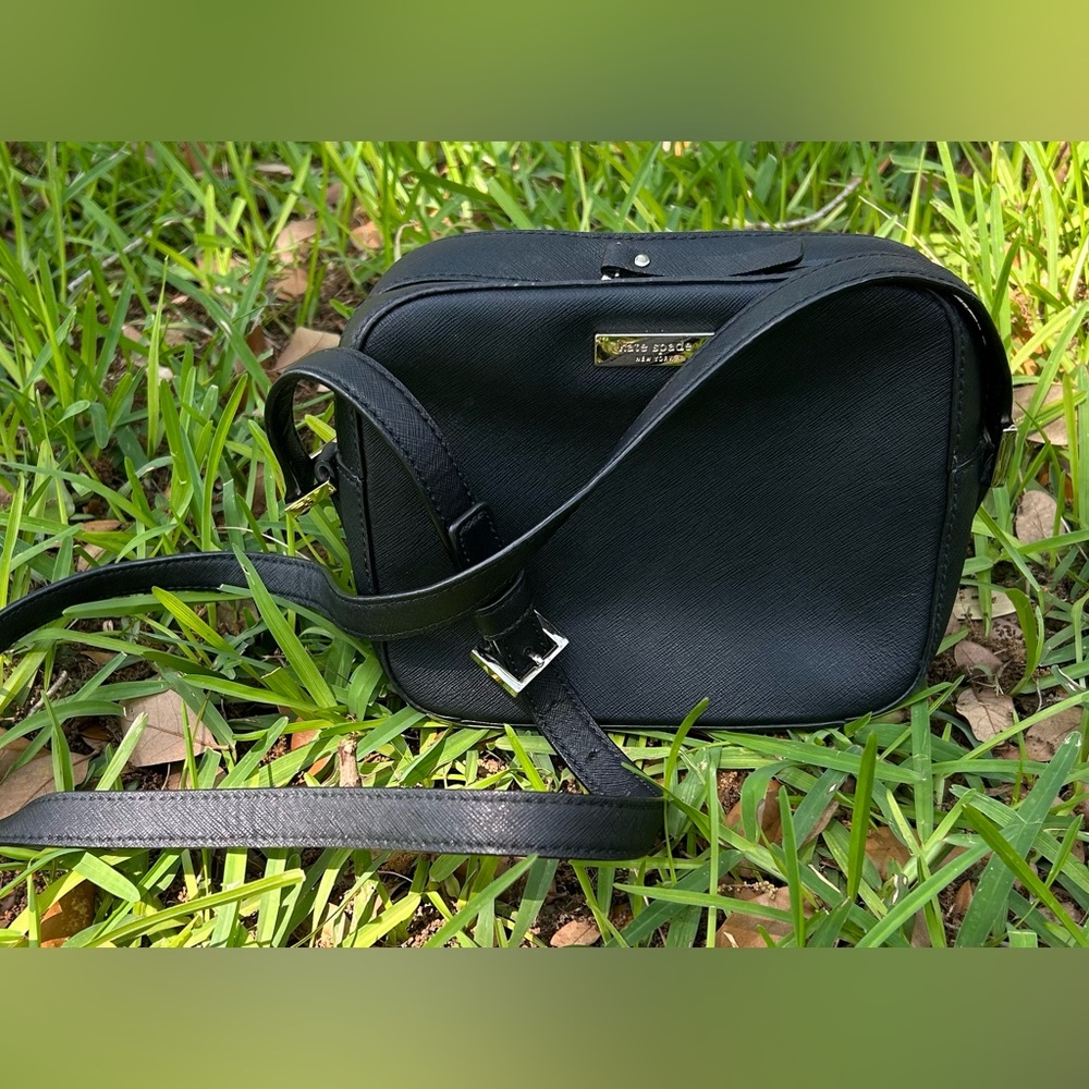 kate spade Black Saffiano Leather Crossbody Camera Bag
